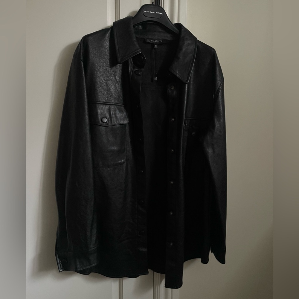 Dynamite faux leather button up jacket